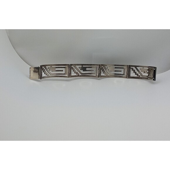 STERLING Silver Panel Bracelet Openwork design UNISEX, Size 7 - Picture 5 of 11